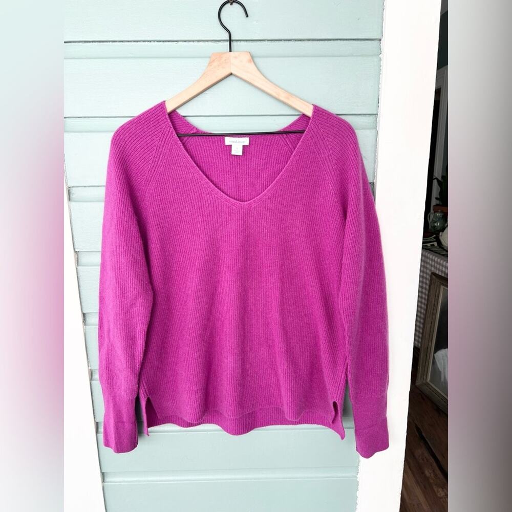 Sundance Rowan 100% cashmere sweater pink magenta v neck size small